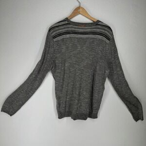 Hugo Boss Linen Cotton Striped Shoulder Crew Neck Sweater Medium Luxury Euro